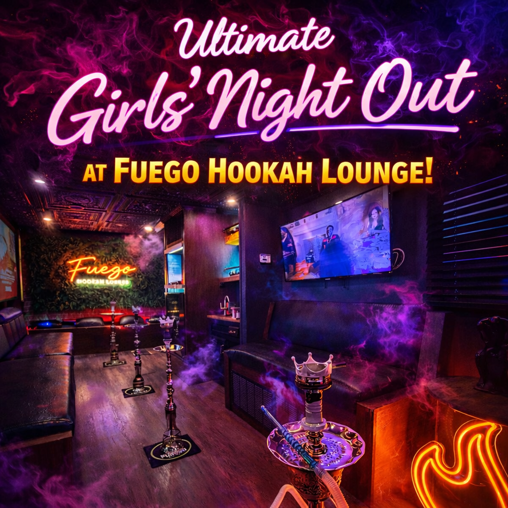 Girls enjoying a fun girls night out smoking hookah at Fuego Hookah Lounge