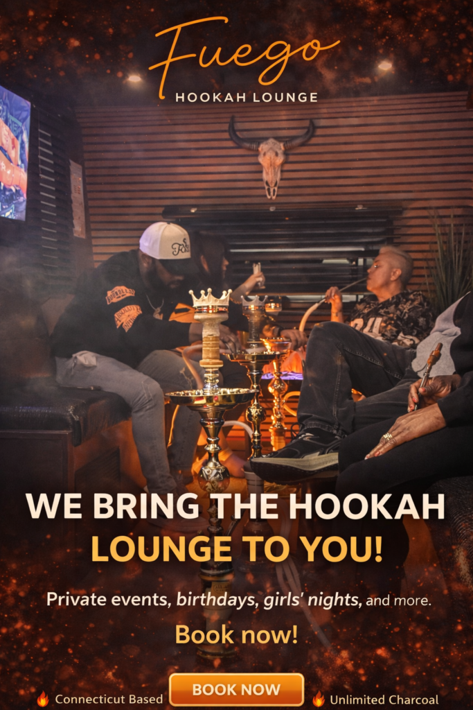Luxury hookah lounge setup for hookah catering events in Connecticut by Fuego Hookah Lounge