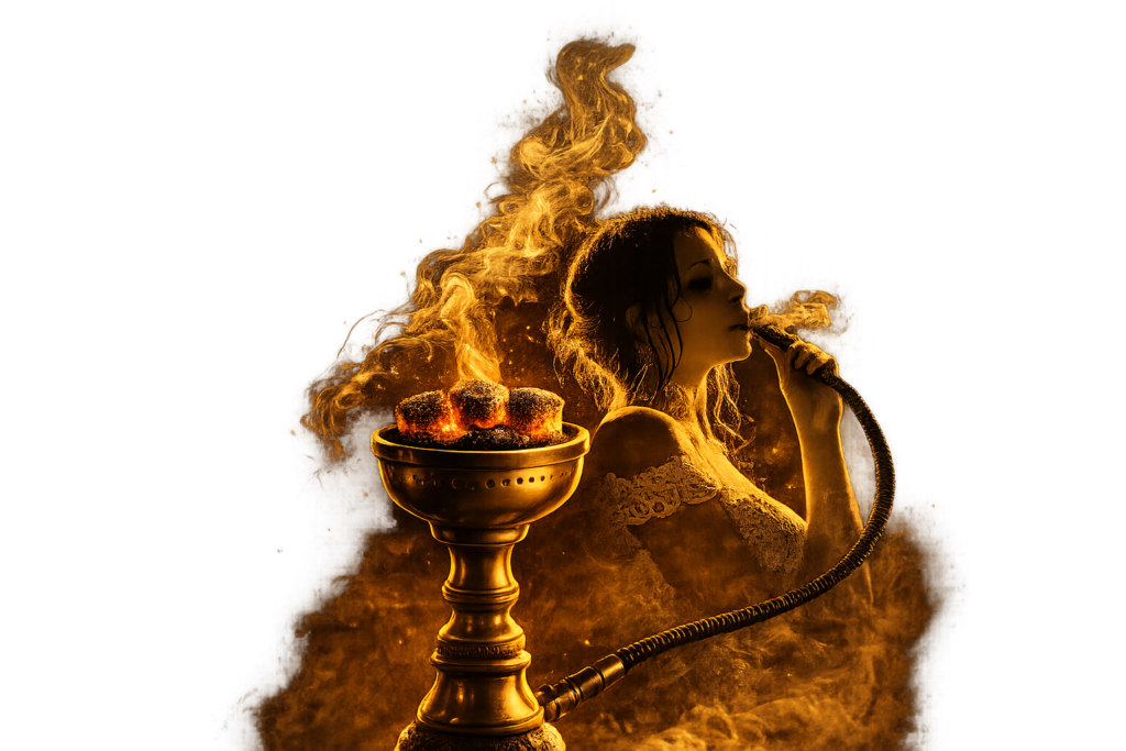 Luxury mobile hookah lounge setup with glowing hookahs, party lighting, and guests enjoying hookah rental for parties in Connecticut.