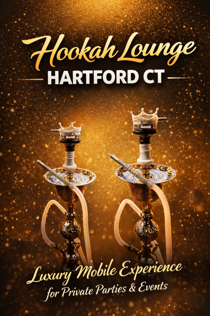 Mobile hookah lounge setup in New Haven CT with premium hookahs and luxury party atmosphere
